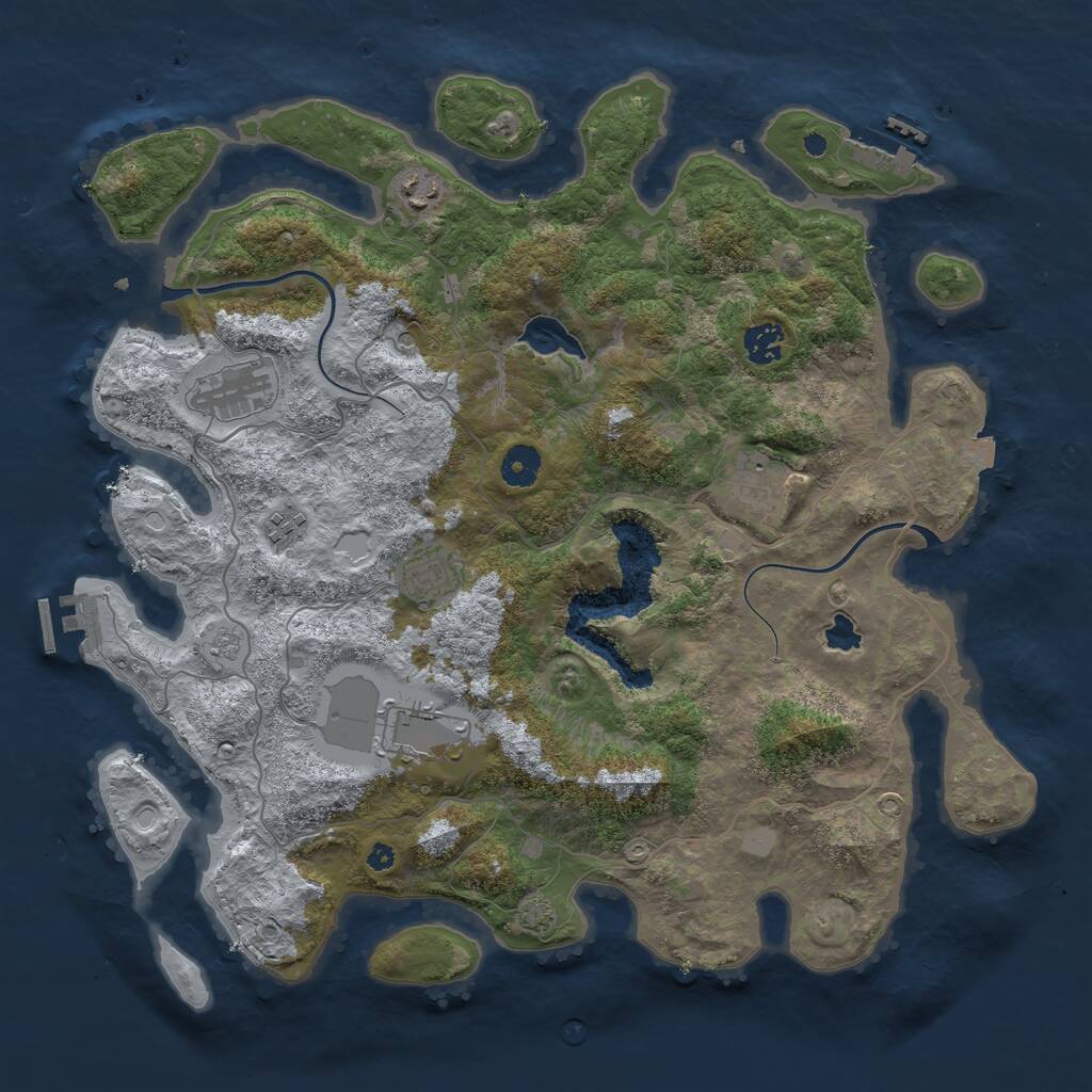 Rust Map: Procedural Map, Size: 4000, Seed: 185, 13 Monuments