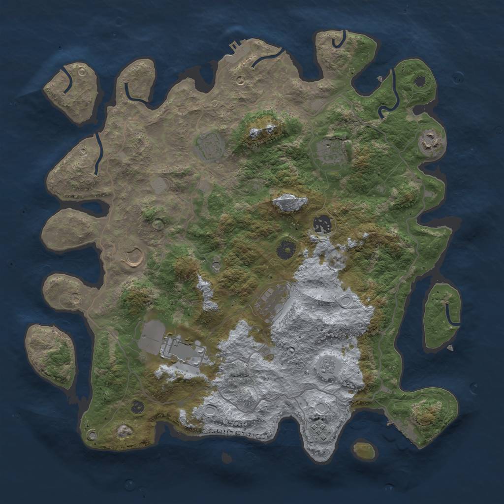 Rust Map: Procedural Map, Size: 4000, Seed: 1993717901, 15 Monuments