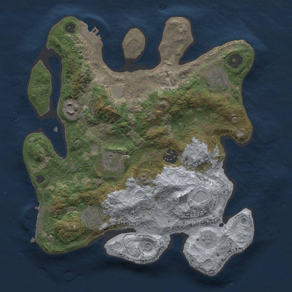 Rust Map: Procedural Map, Size: 3000, Seed: 2302, 12 Monuments