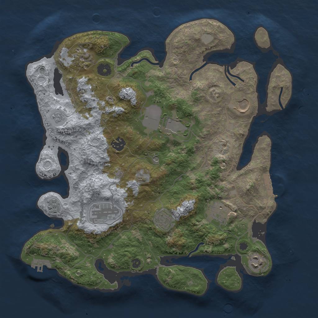 Rust Map: Procedural Map, Size: 3500, Seed: 27921598, 16 Monuments