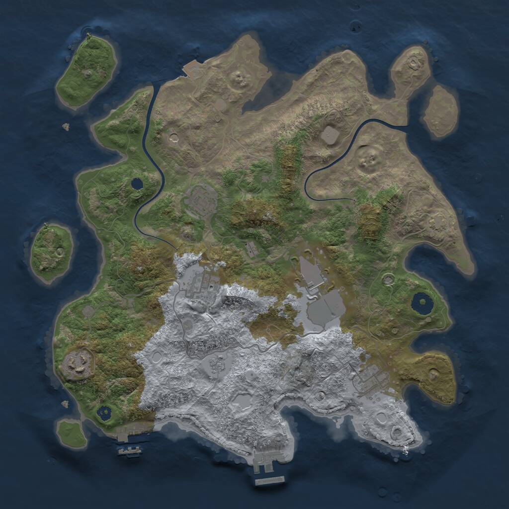 Rust Map: Procedural Map, Size: 3500, Seed: 235345, 11 Monuments