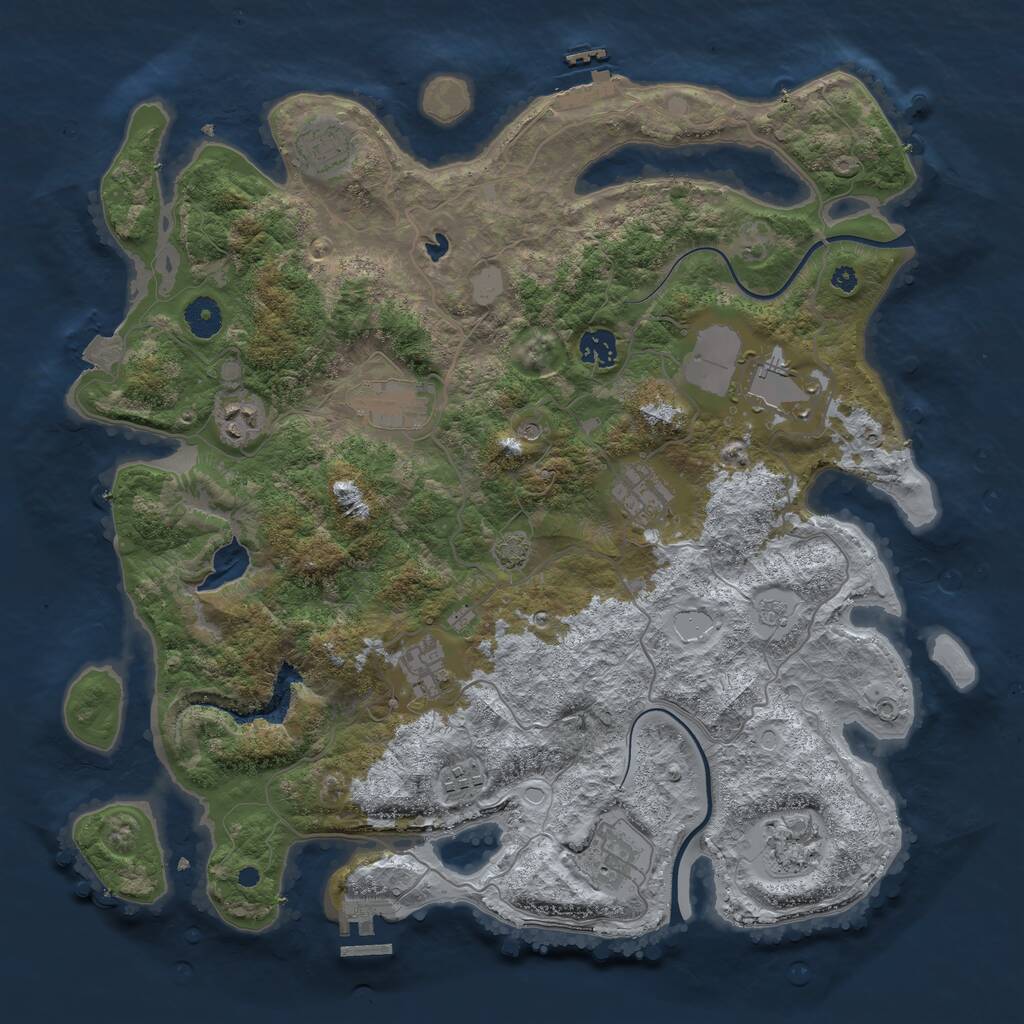 Rust Map: Procedural Map, Size: 4000, Seed: 194545304, 16 Monuments