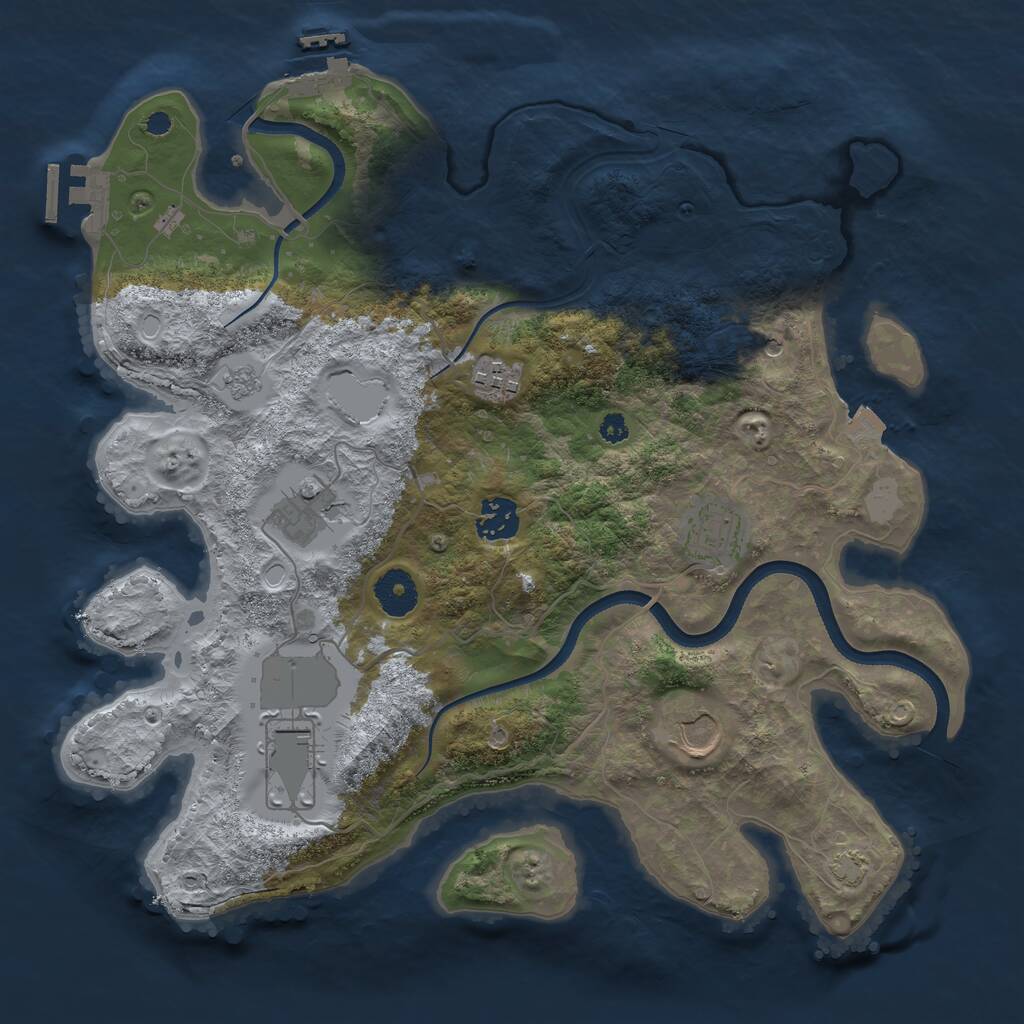Rust Map: Procedural Map, Size: 3500, Seed: 1633796575, 12 Monuments