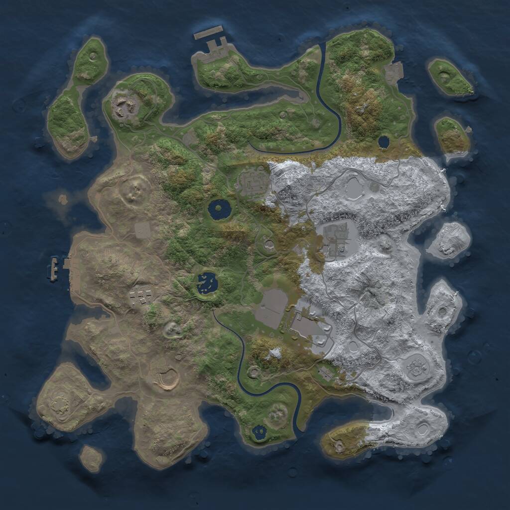 Rust Map: Procedural Map, Size: 3500, Seed: 19051644, 13 Monuments