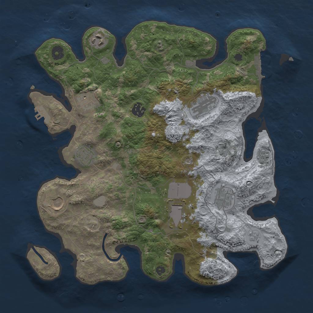 Rust Map: Procedural Map, Size: 3500, Seed: 678938, 16 Monuments