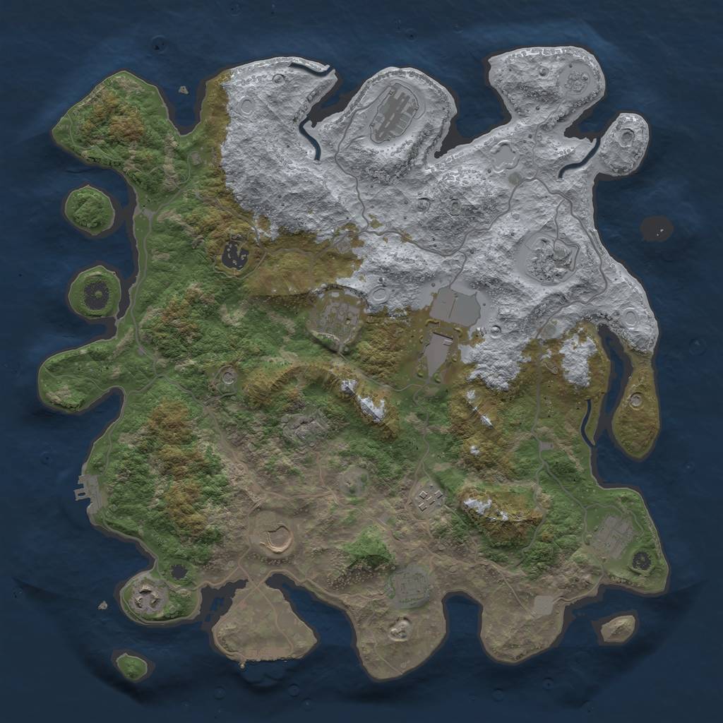 Rust Map: Procedural Map, Size: 4000, Seed: 969, 17 Monuments