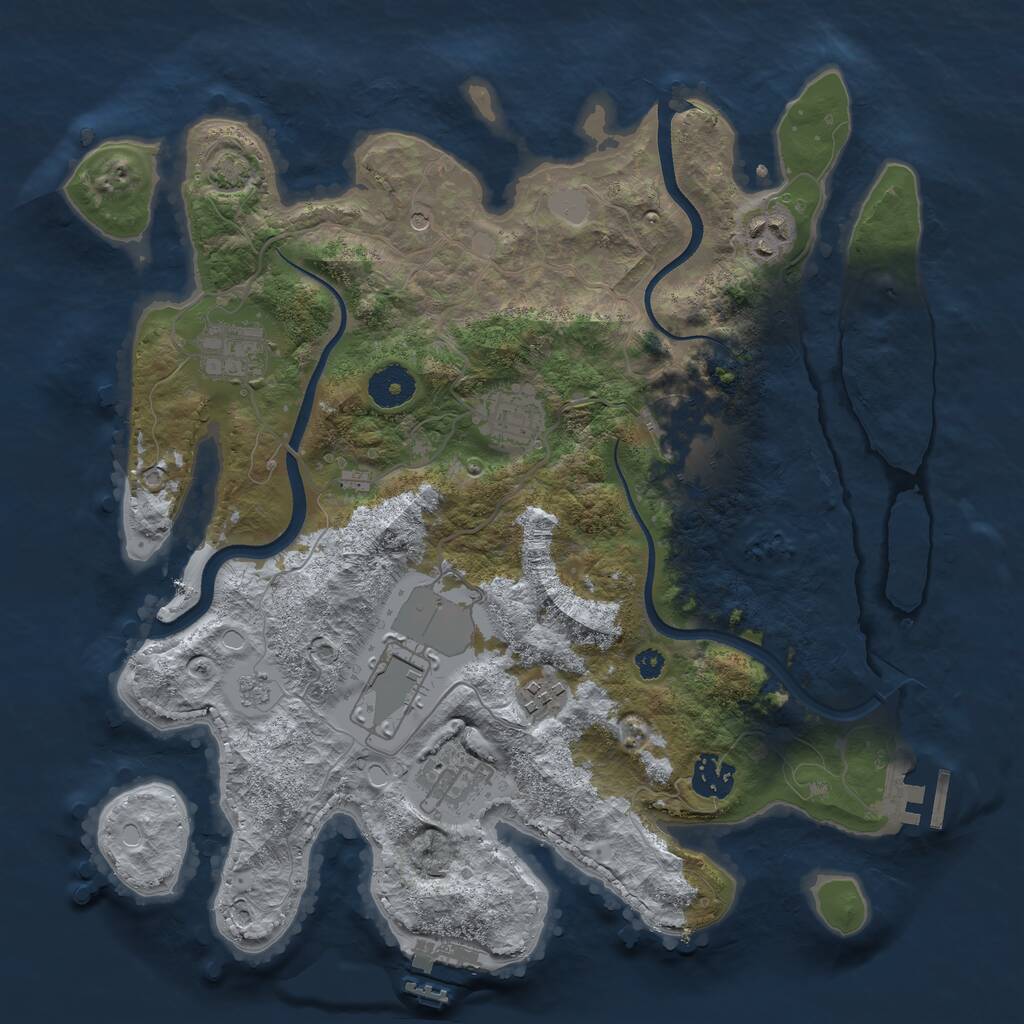Rust Map: Procedural Map, Size: 3500, Seed: 97761785, 14 Monuments