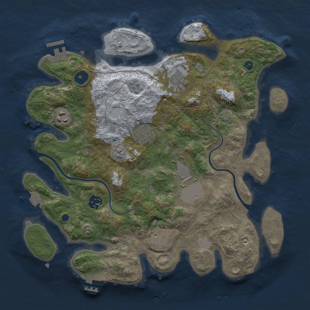 Rust Map: Procedural Map, Size: 3500, Seed: 44655900, 12 Monuments
