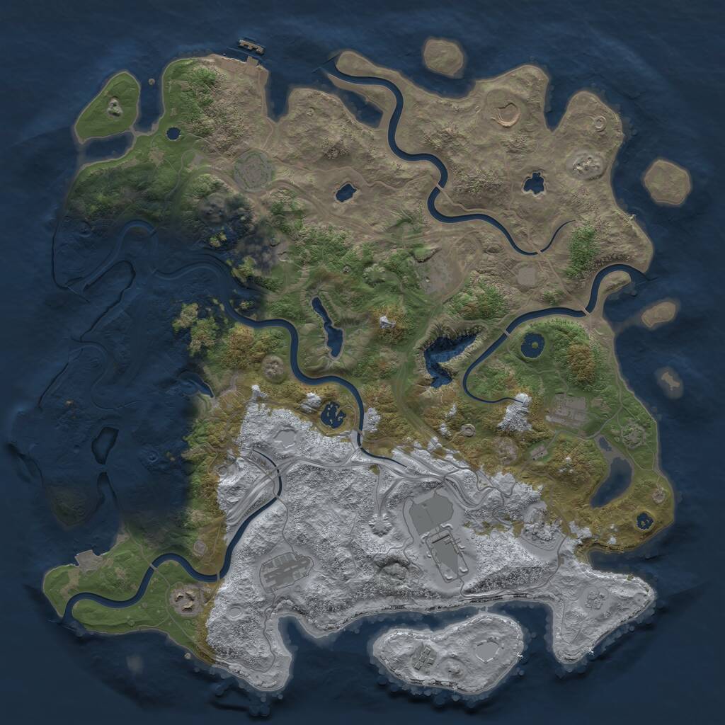 Rust Map: Procedural Map, Size: 4500, Seed: 17762024, 17 Monuments