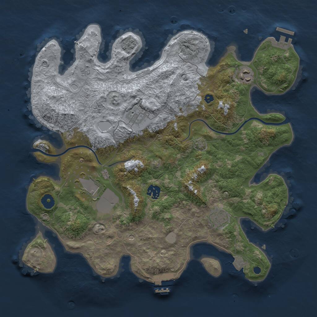 Rust Map: Procedural Map, Size: 3500, Seed: 44456763, 12 Monuments