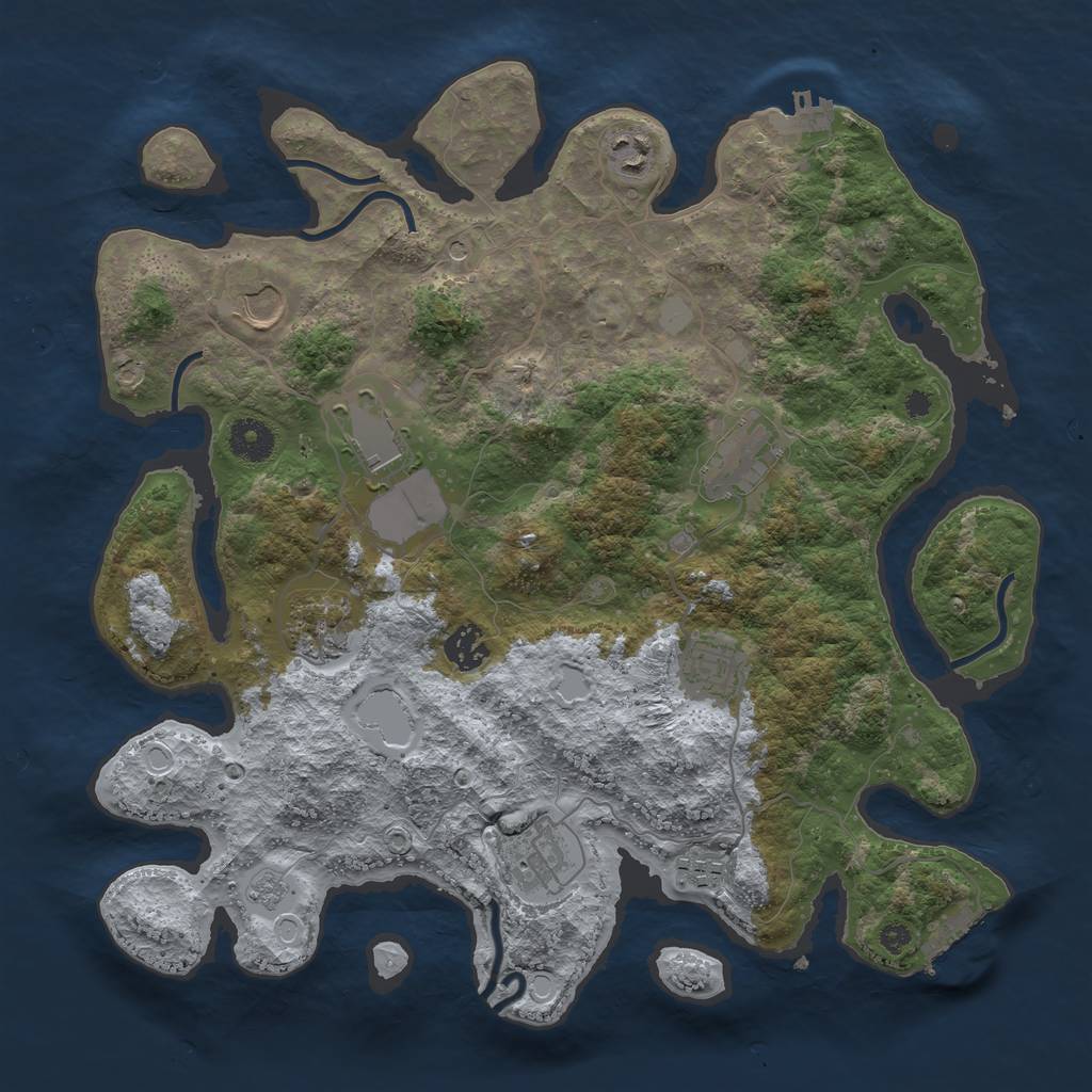 Rust Map: Procedural Map, Size: 3700, Seed: 865213224, 16 Monuments