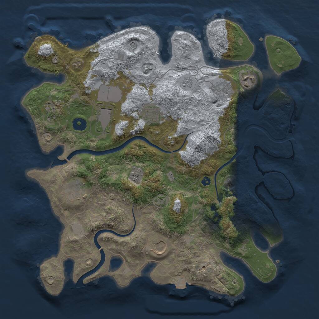 Rust Map: Procedural Map, Size: 3500, Seed: 44952769, 12 Monuments