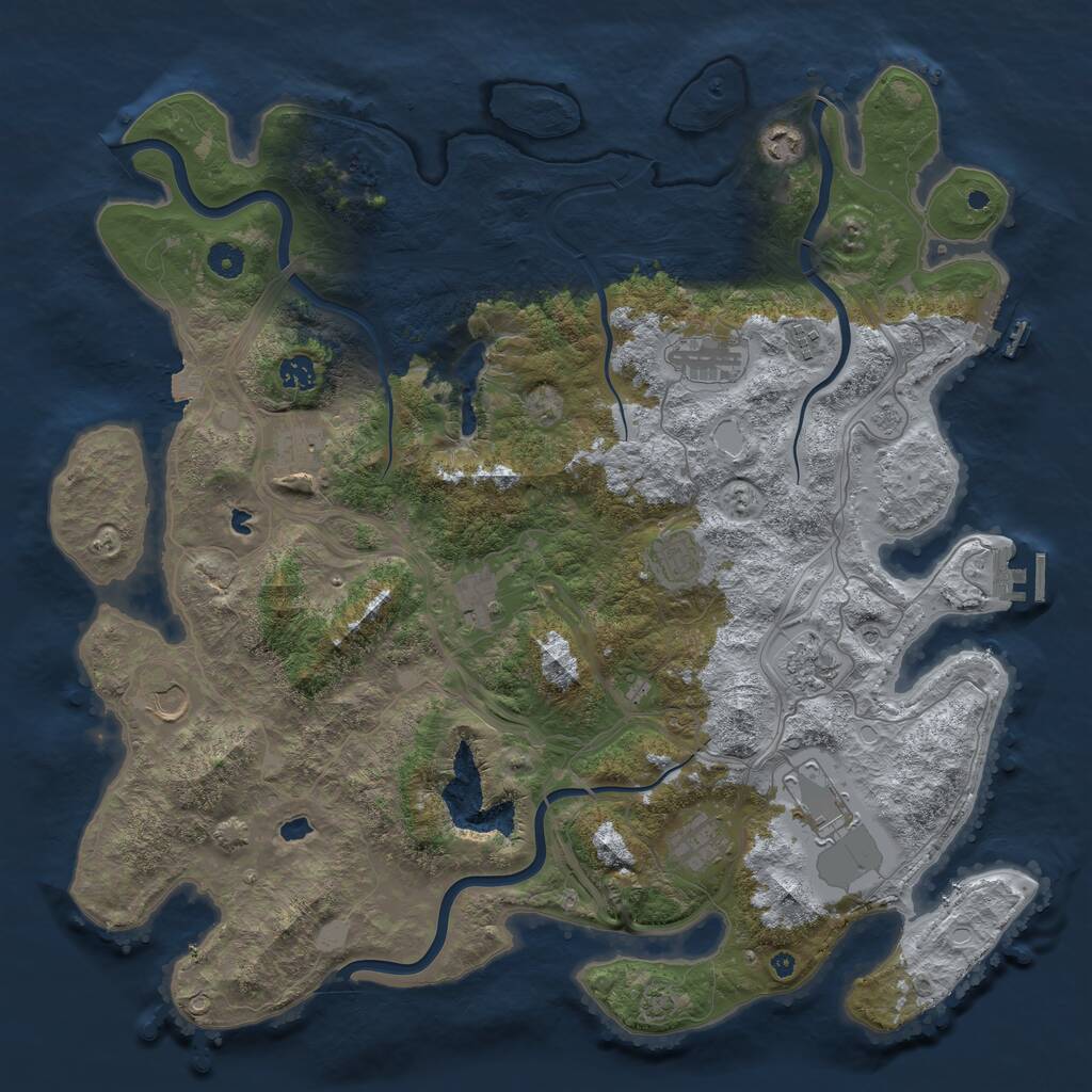 Rust Map: Procedural Map, Size: 4500, Seed: 5474582, 17 Monuments