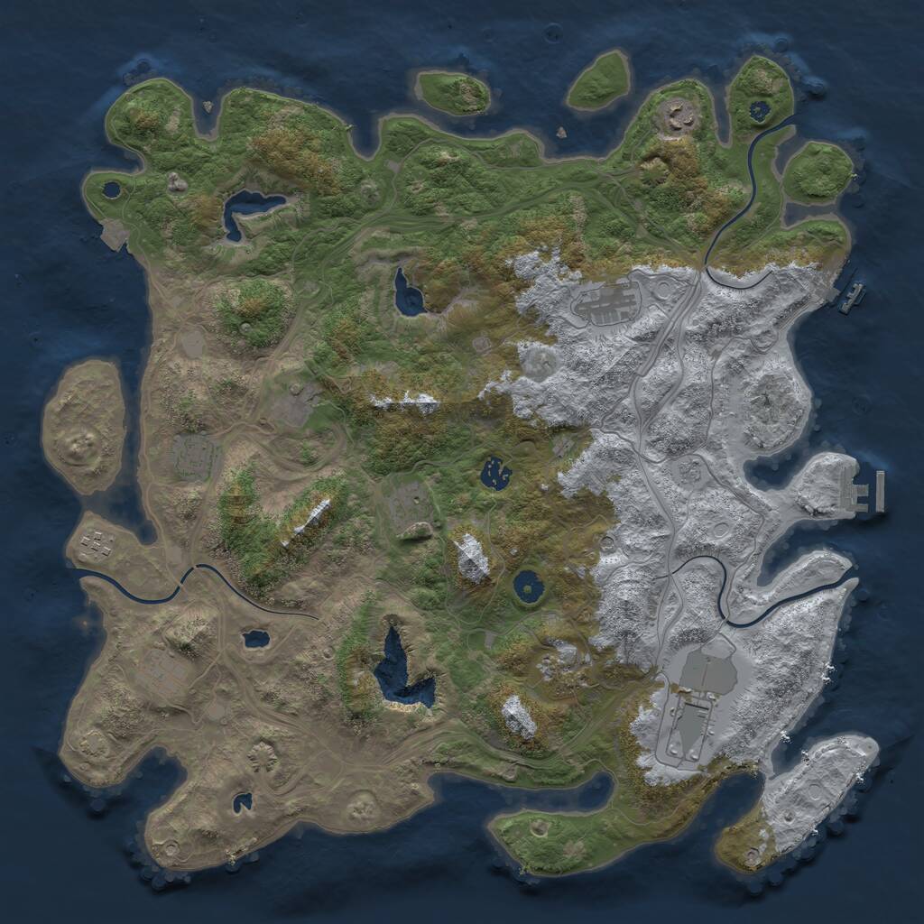Rust Map: Procedural Map, Size: 4500, Seed: 5474582, 16 Monuments