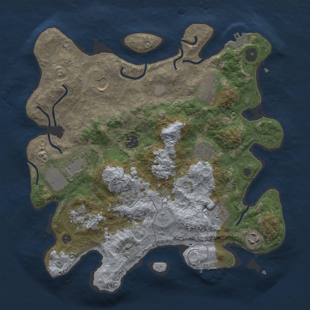 Rust Map: Procedural Map, Size: 3500, Seed: 23877155, 16 Monuments
