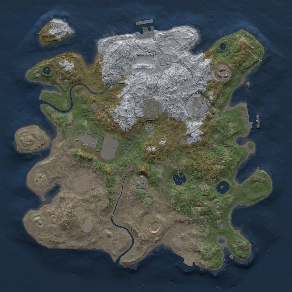 Rust Map: Procedural Map, Size: 3500, Seed: 827370936, 14 Monuments