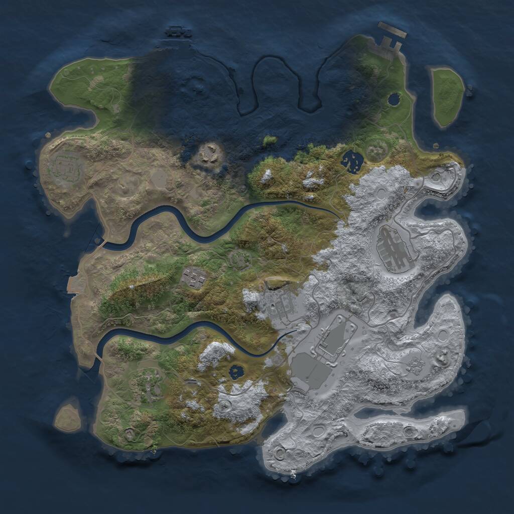 Rust Map: Procedural Map, Size: 3500, Seed: 31480927, 14 Monuments
