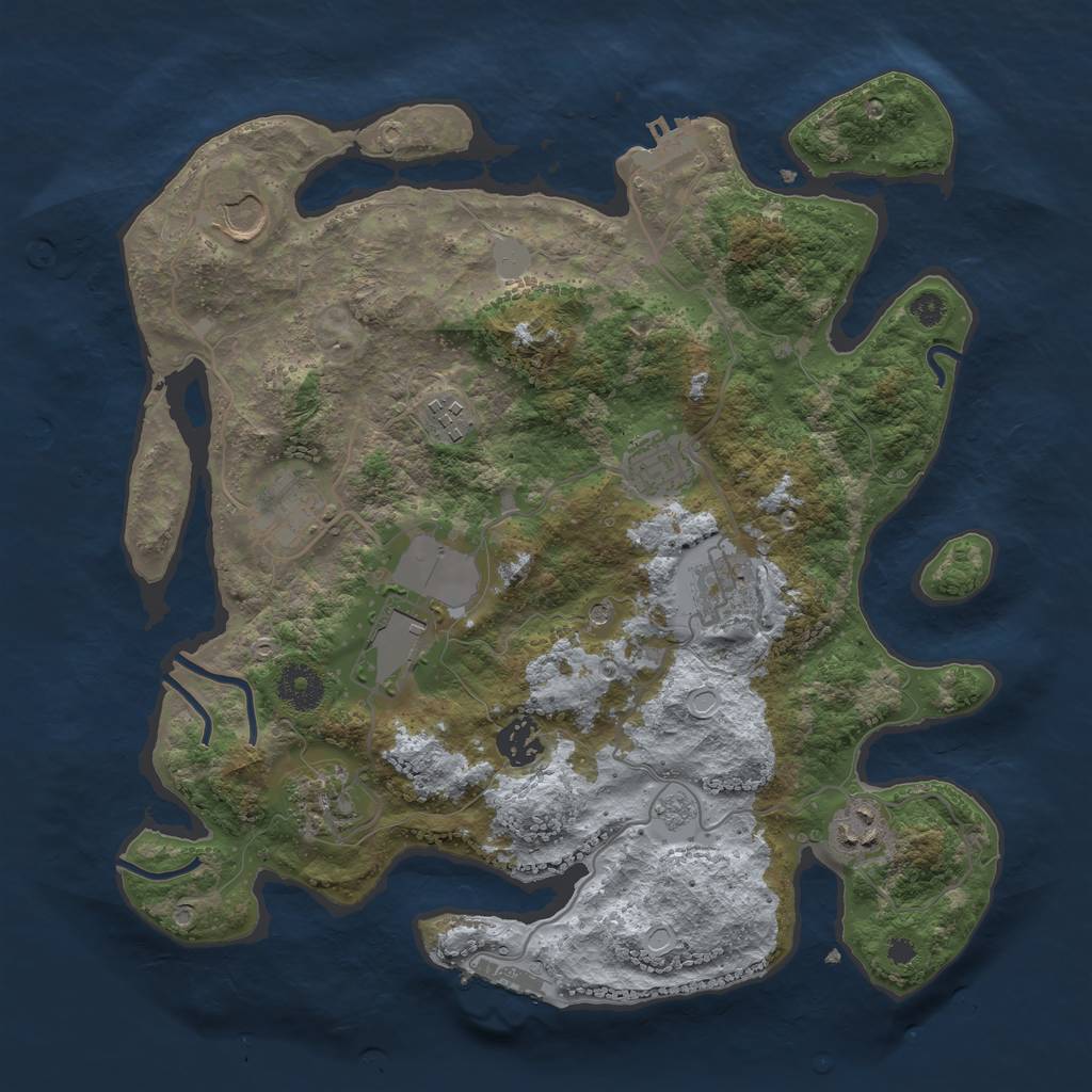 Rust Map: Procedural Map, Size: 3500, Seed: 646446980, 16 Monuments