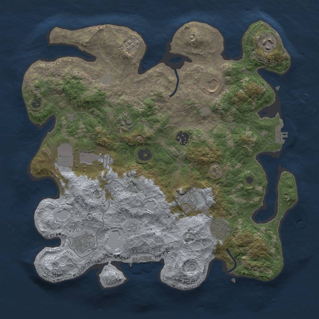 Rust Map: Procedural Map, Size: 3600, Seed: 947502038, 16 Monuments