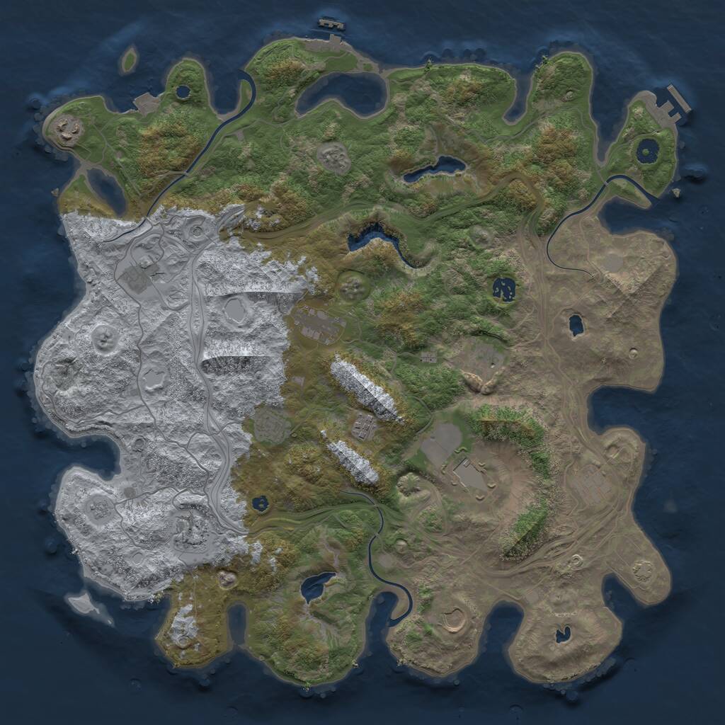 Rust Map: Procedural Map, Size: 4500, Seed: 223616550, 17 Monuments