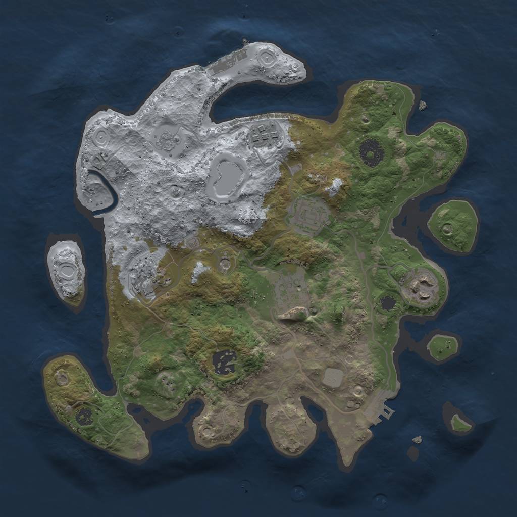 Rust Map: Procedural Map, Size: 3000, Seed: 2037354547, 13 Monuments