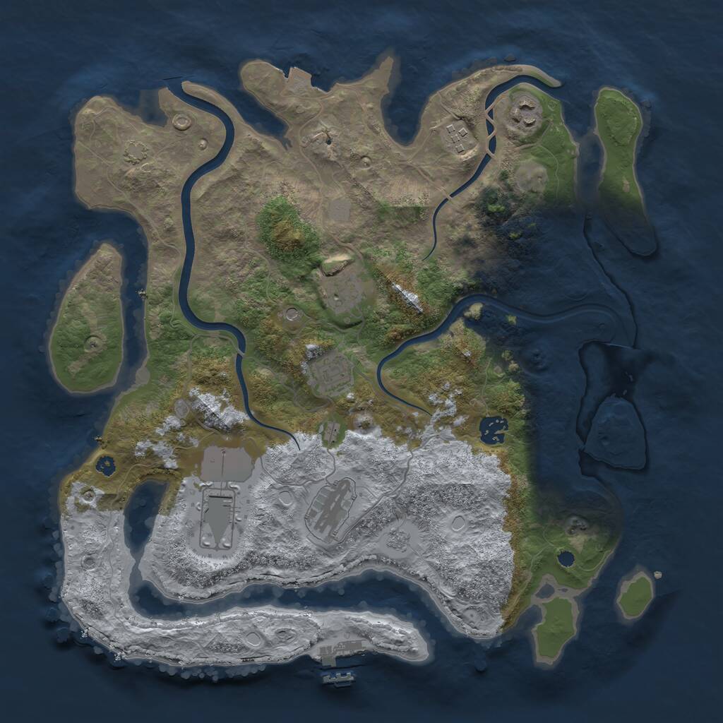 Rust Map: Procedural Map, Size: 3700, Seed: 267650151, 12 Monuments