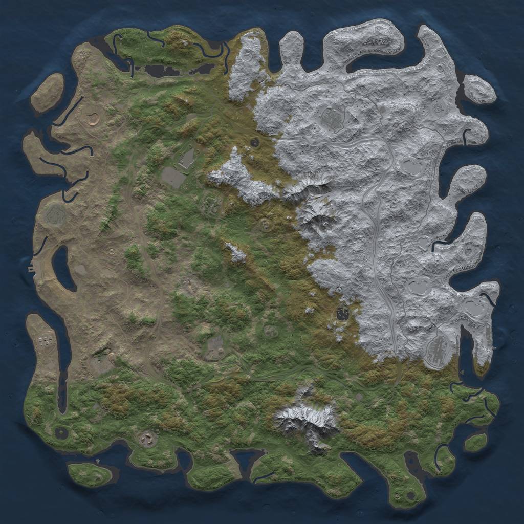 Rust Map: Procedural Map, Size: 6000, Seed: 867530, 18 Monuments