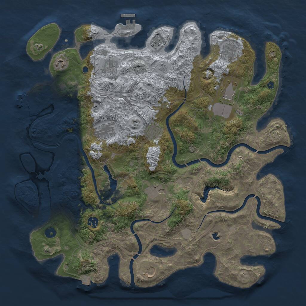 Rust Map: Procedural Map, Size: 4250, Seed: 1283659127, 16 Monuments