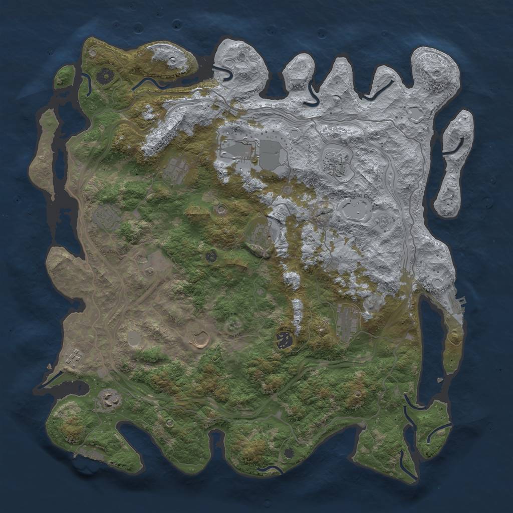 Rust Map: Procedural Map, Size: 4500, Seed: 2120912694, 18 Monuments