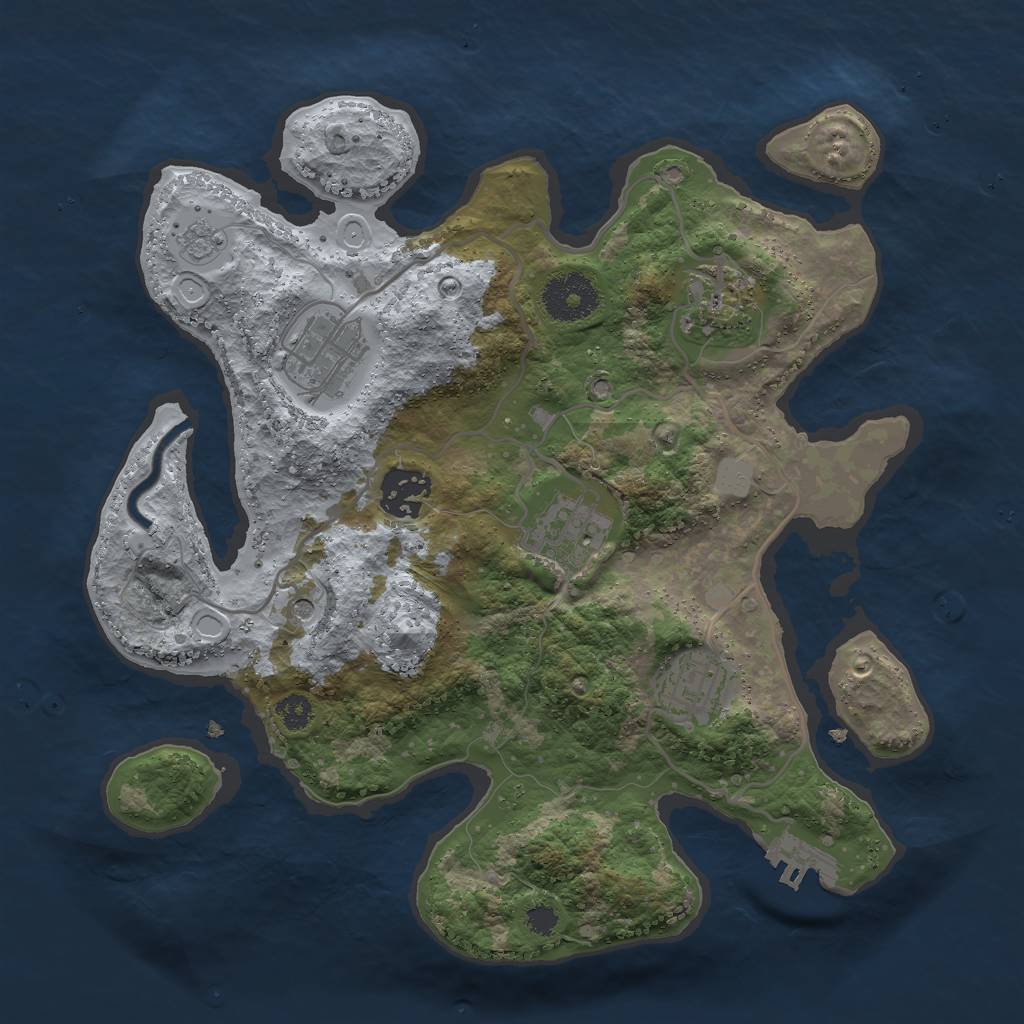 Rust Map: Procedural Map, Size: 3000, Seed: 223666, 11 Monuments
