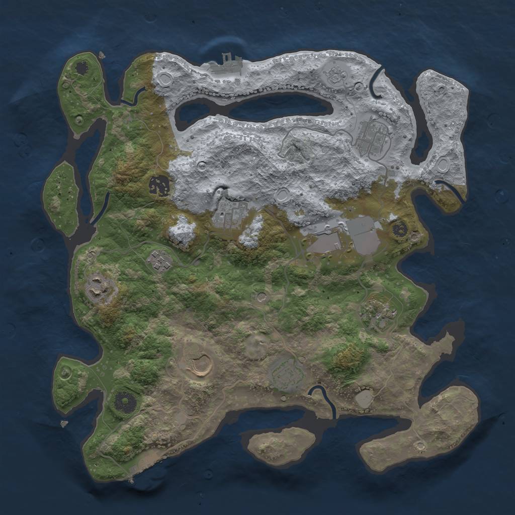 Rust Map: Procedural Map, Size: 3500, Seed: 25463457, 16 Monuments