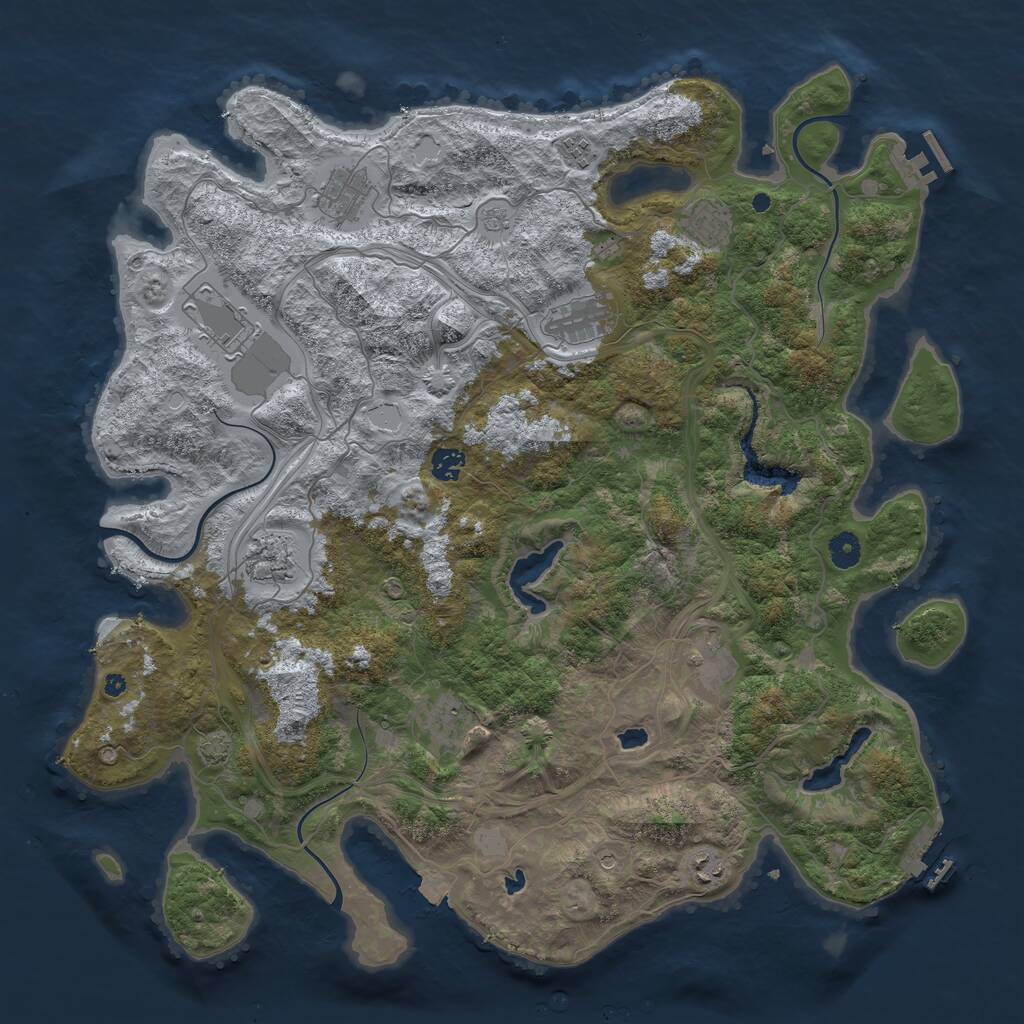 Rust Map: Procedural Map, Size: 4500, Seed: 1855997665, 16 Monuments