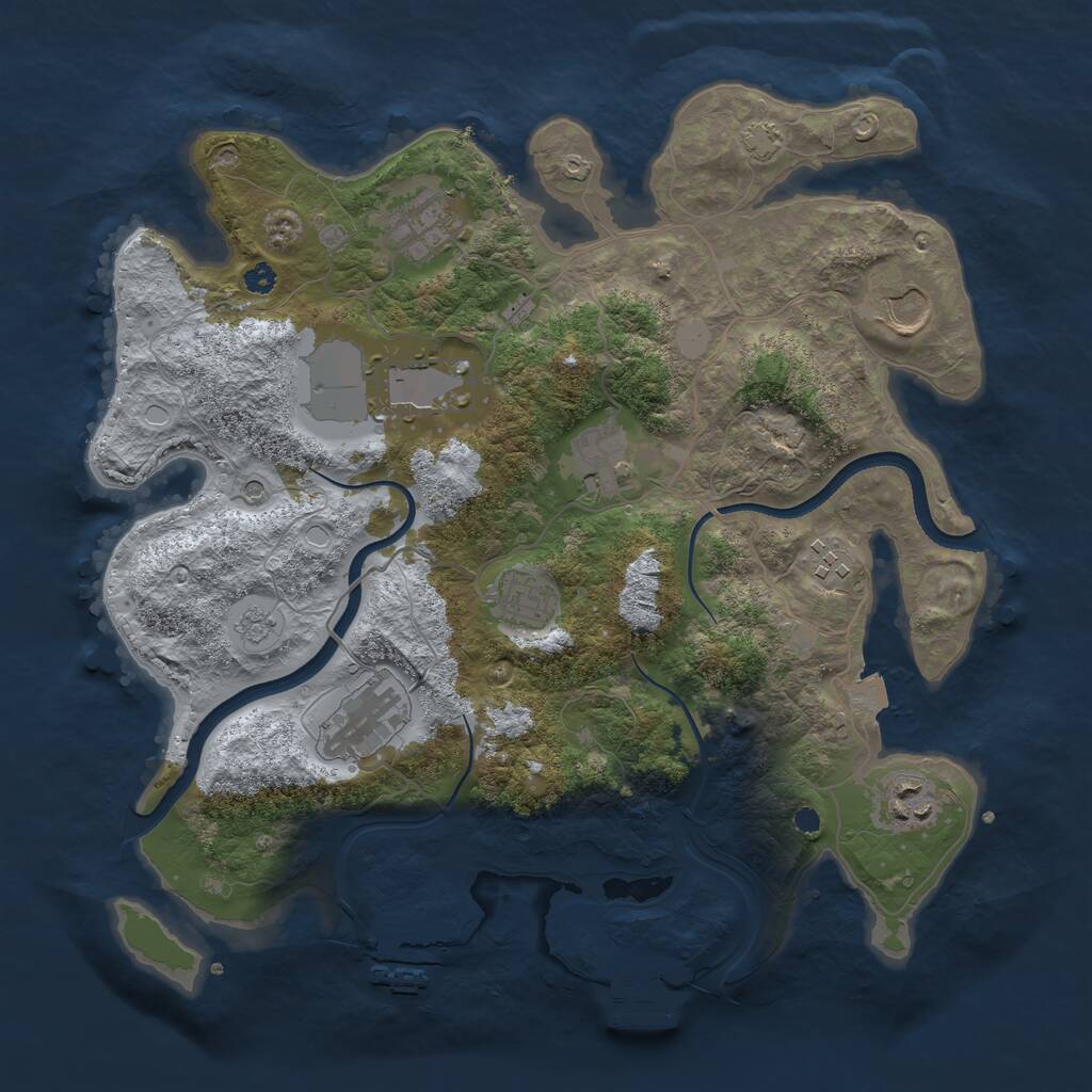 Rust Map: Procedural Map, Size: 3500, Seed: 73843606, 14 Monuments