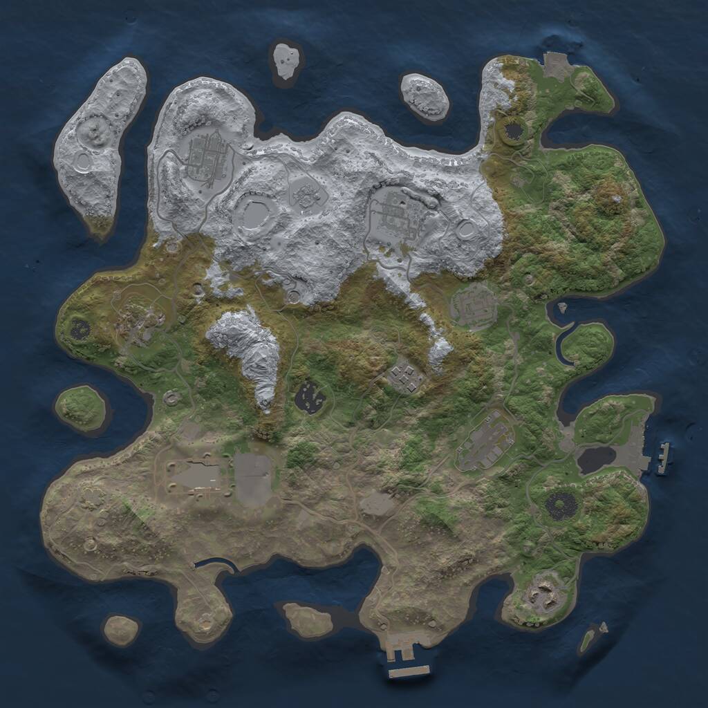 Rust Map: Procedural Map, Size: 3500, Seed: 75574339, 15 Monuments