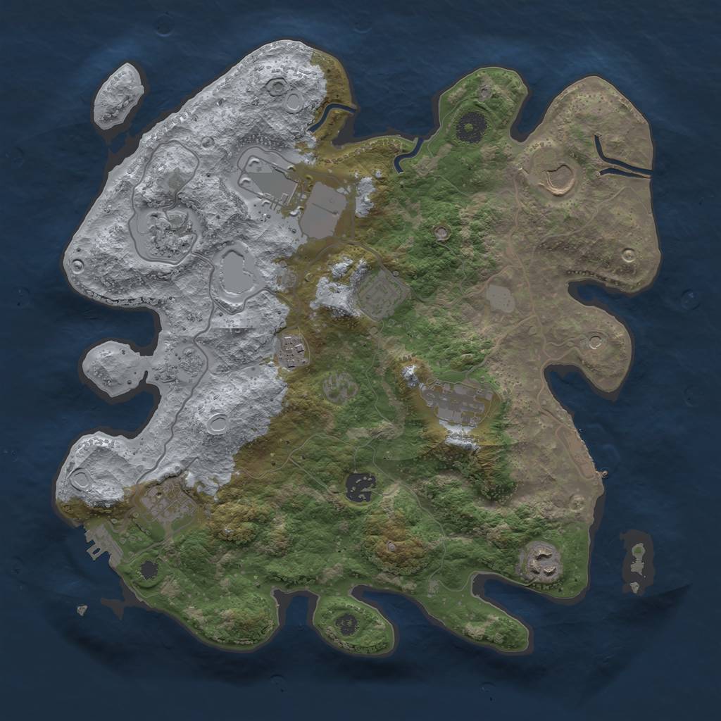 Rust Map: Procedural Map, Size: 3500, Seed: 34016850, 16 Monuments
