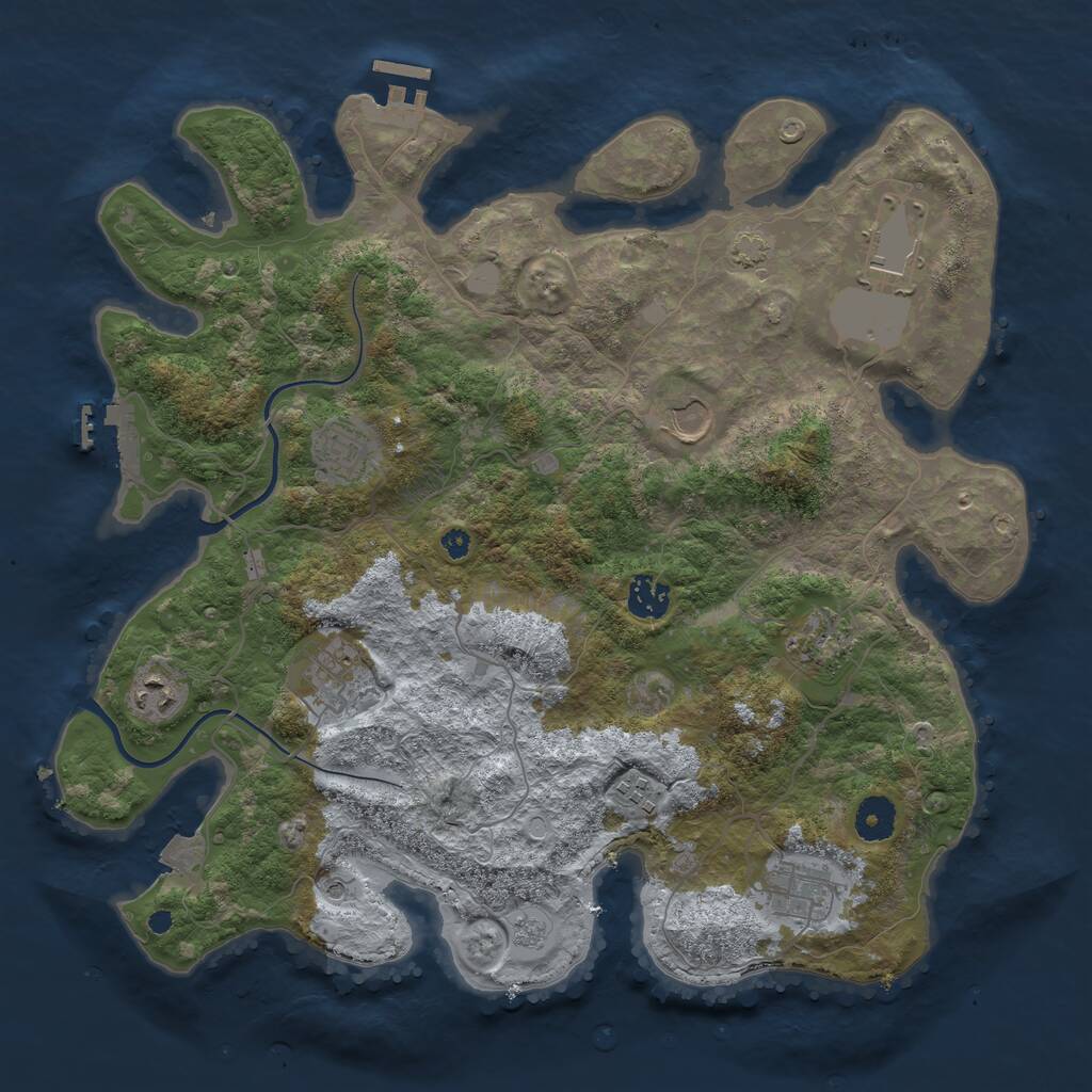 Rust Map: Procedural Map, Size: 3800, Seed: 1000598971, 15 Monuments