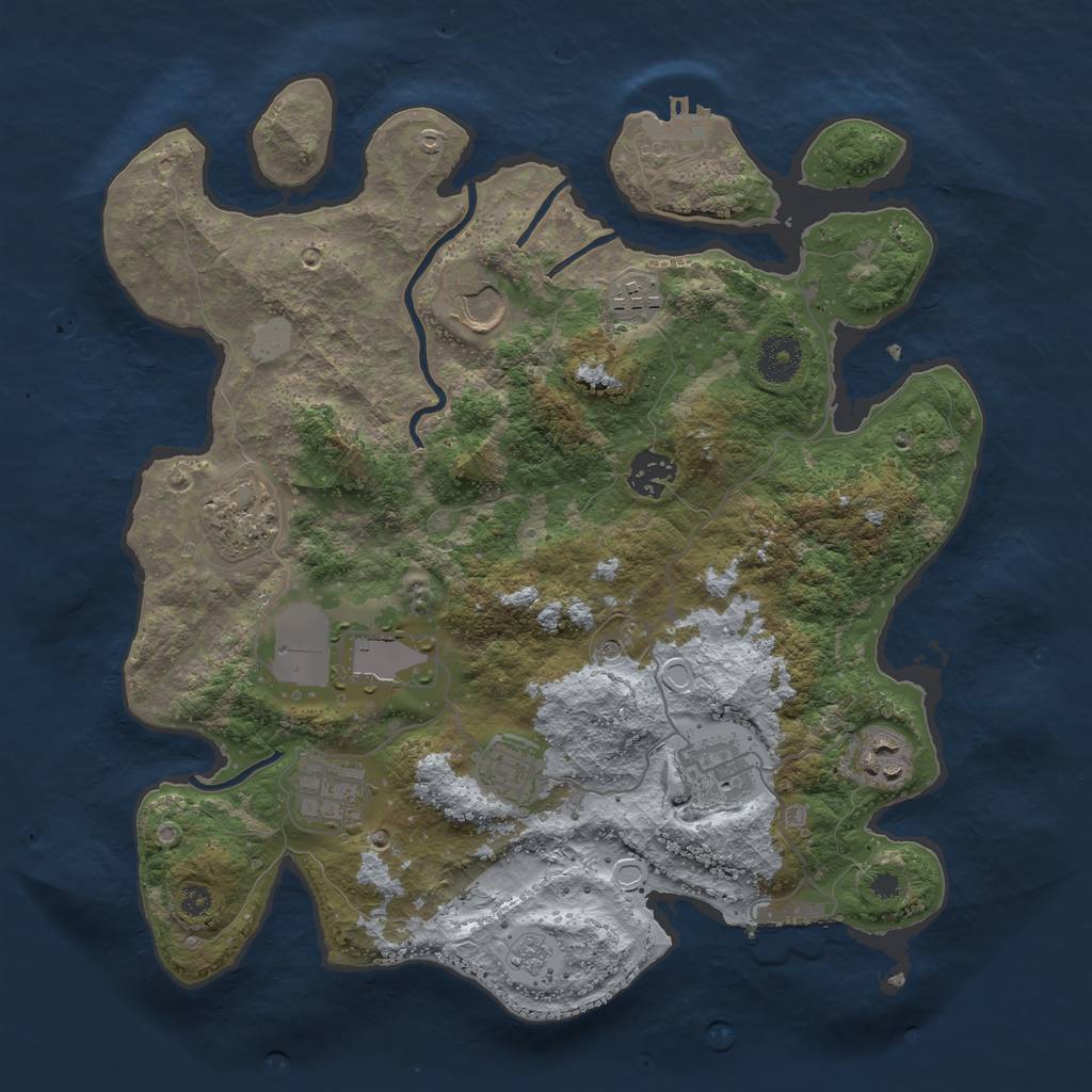 Rust Map: Procedural Map, Size: 3500, Seed: 96340236, 16 Monuments