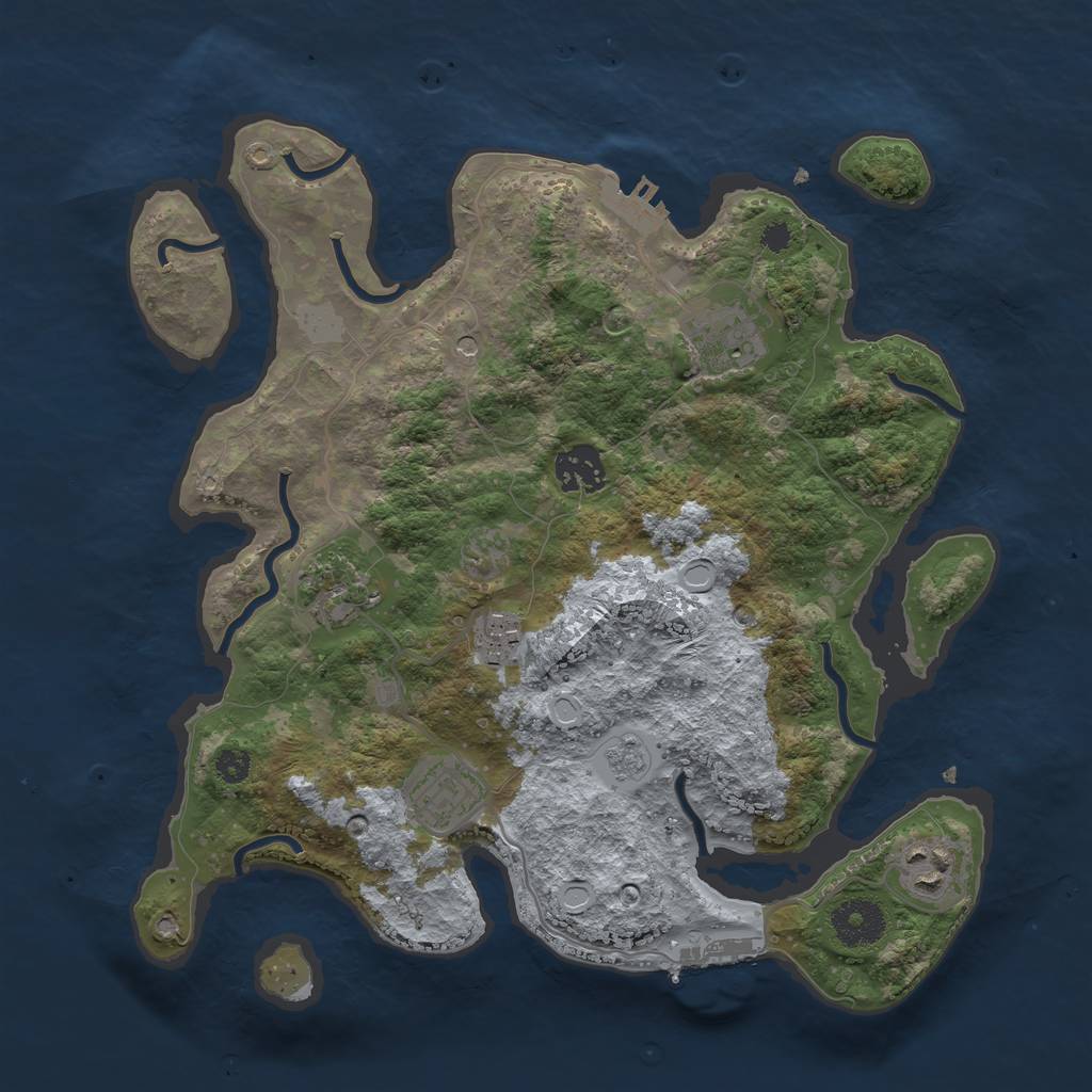 Rust Map: Procedural Map, Size: 3250, Seed: 141832720, 13 Monuments