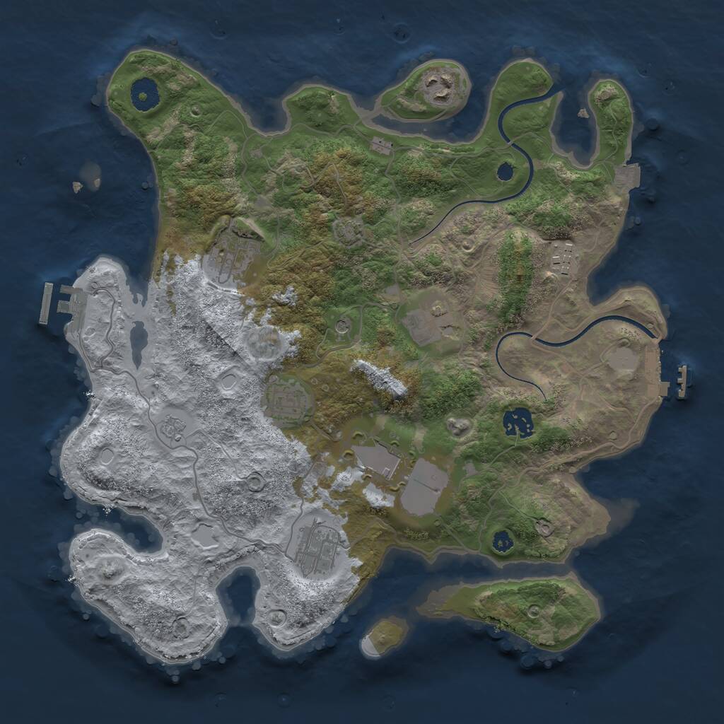 Rust Map: Procedural Map, Size: 3500, Seed: 227225295, 14 Monuments