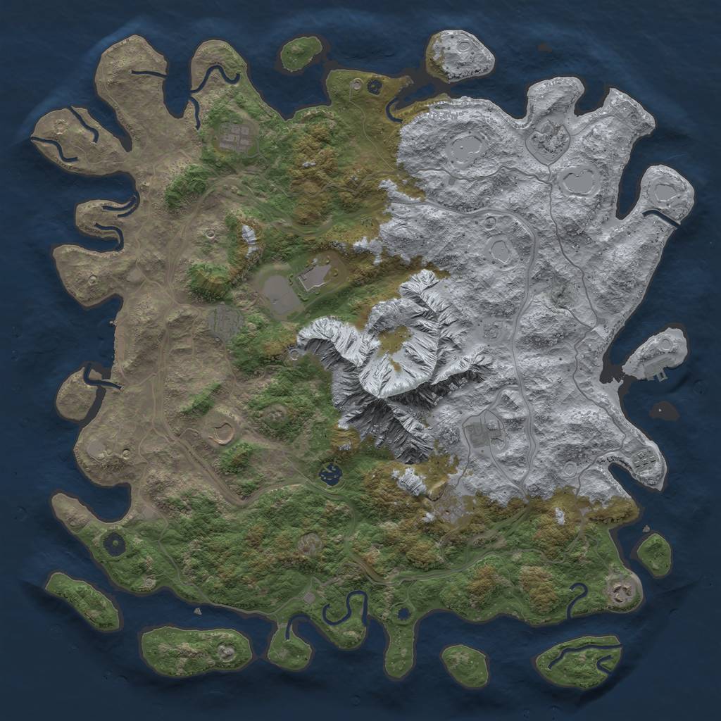 Rust Map: Procedural Map, Size: 5000, Seed: 8374723, 17 Monuments