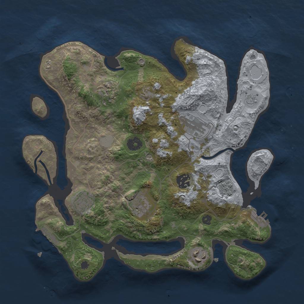 Rust Map: Procedural Map, Size: 3164, Seed: 12219, 14 Monuments