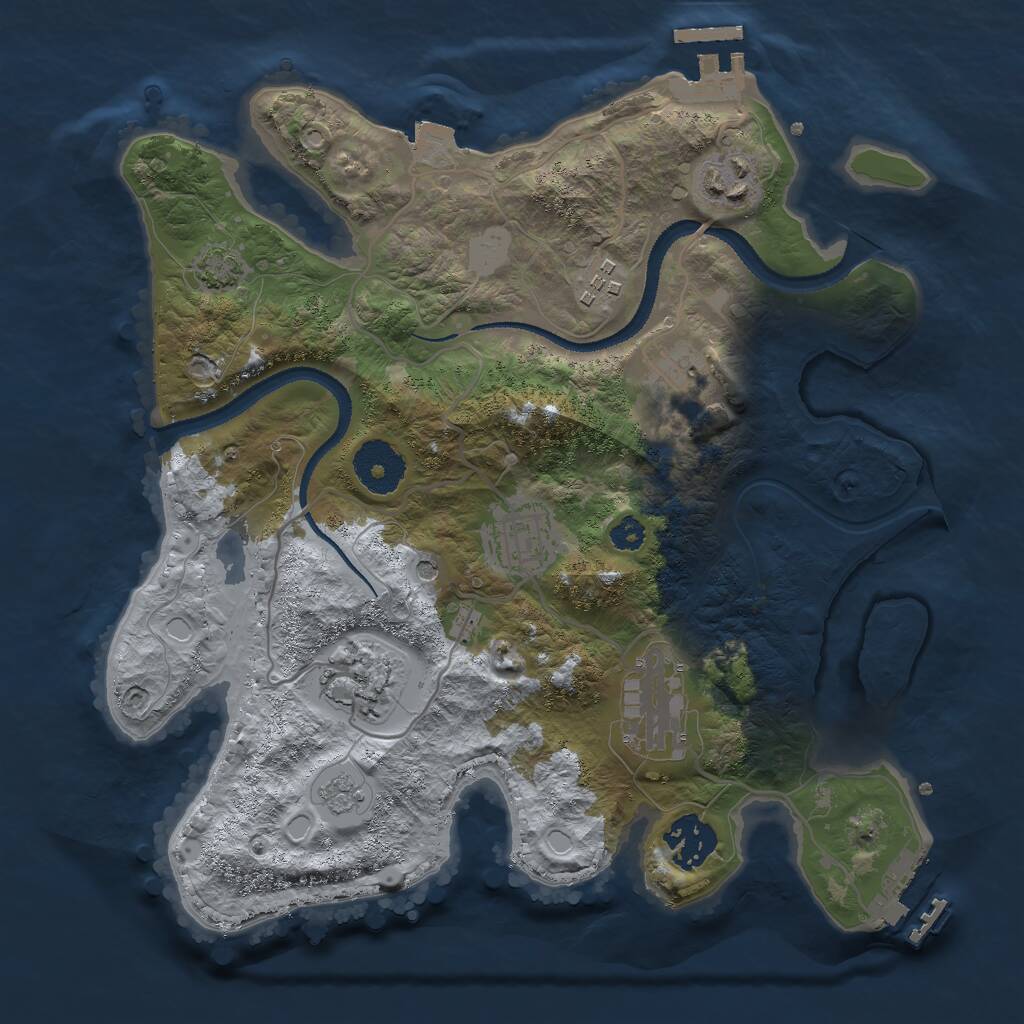 Rust Map: Procedural Map, Size: 3000, Seed: 3214324, 13 Monuments