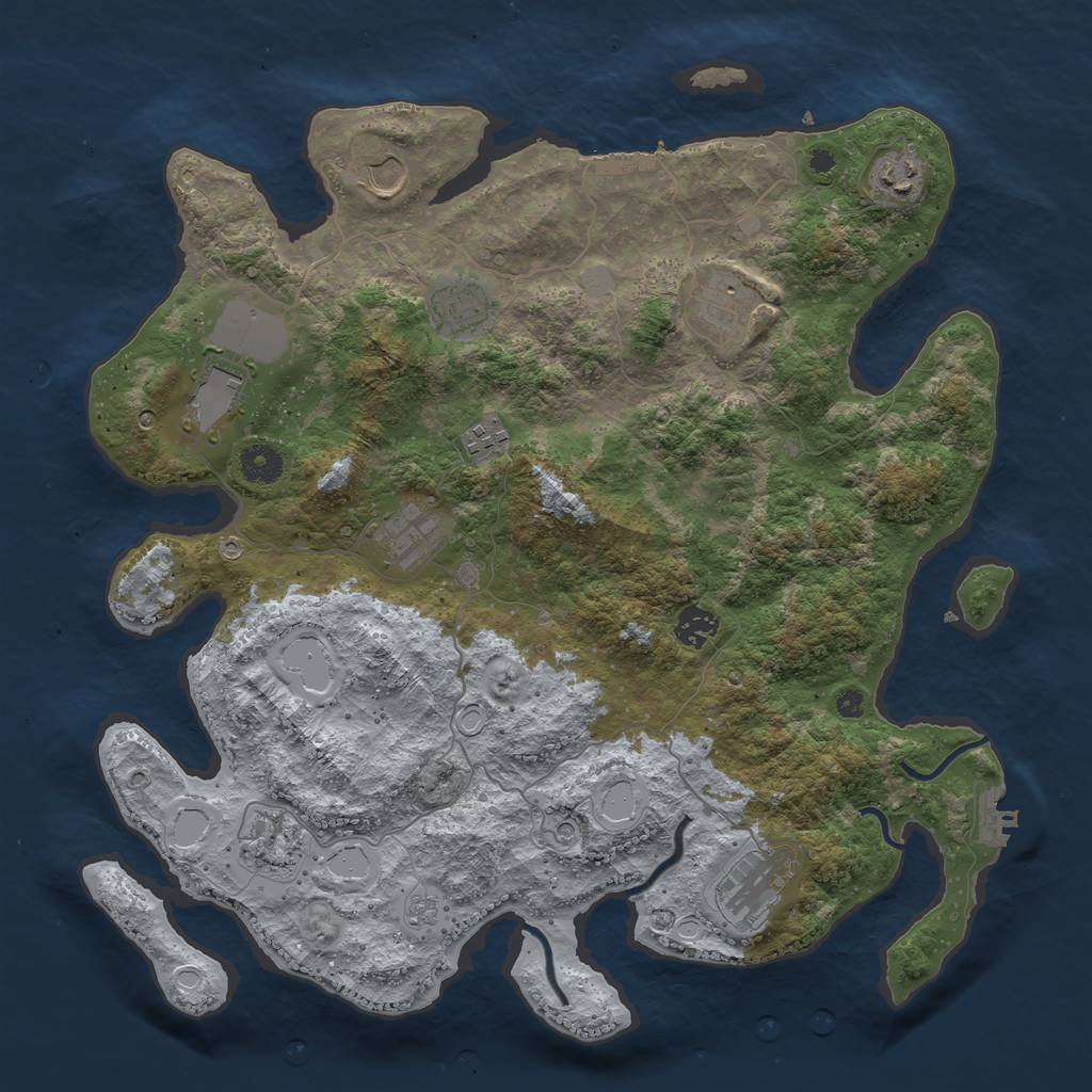 Rust Map: Procedural Map, Size: 3950, Seed: 91468110, 17 Monuments