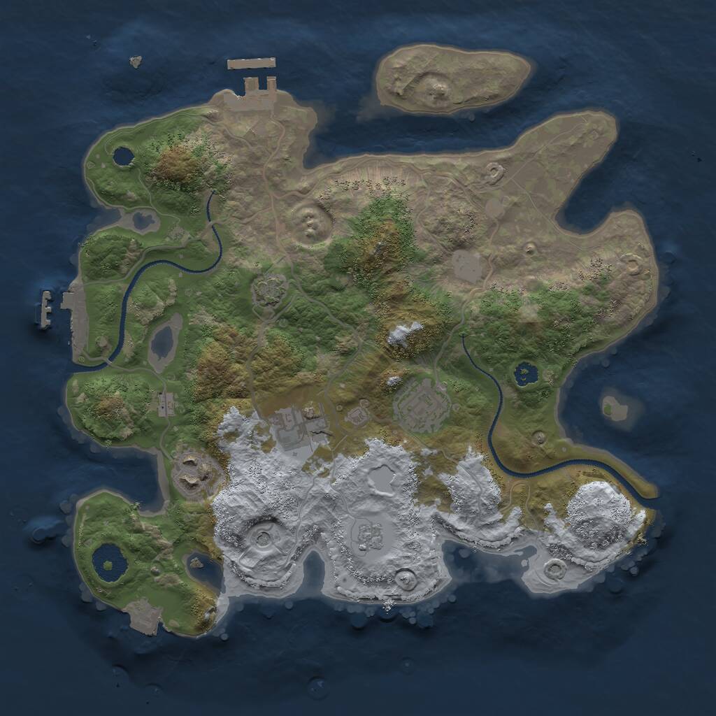 Rust Map: Procedural Map, Size: 3000, Seed: 6851043, 9 Monuments
