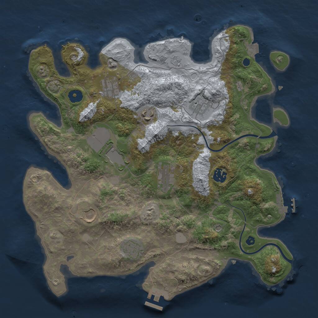 Rust Map: Procedural Map, Size: 3500, Seed: 632109, 14 Monuments