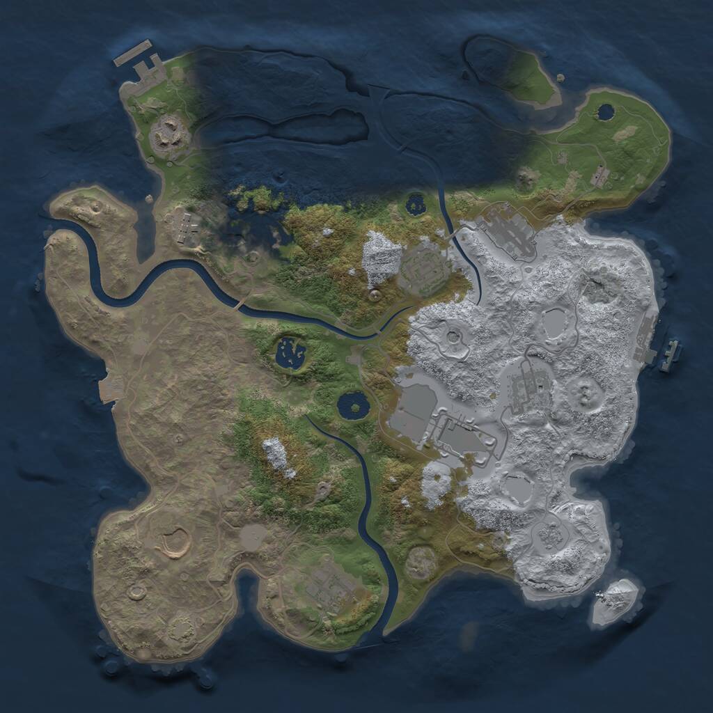 Rust Map: Procedural Map, Size: 3500, Seed: 1285420514, 16 Monuments