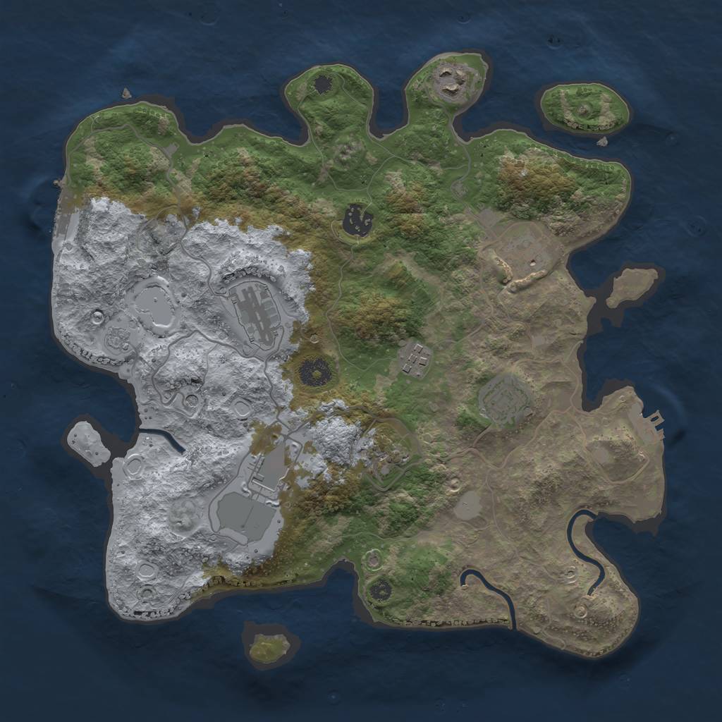 Rust Map: Procedural Map, Size: 3500, Seed: 1939949830, 15 Monuments