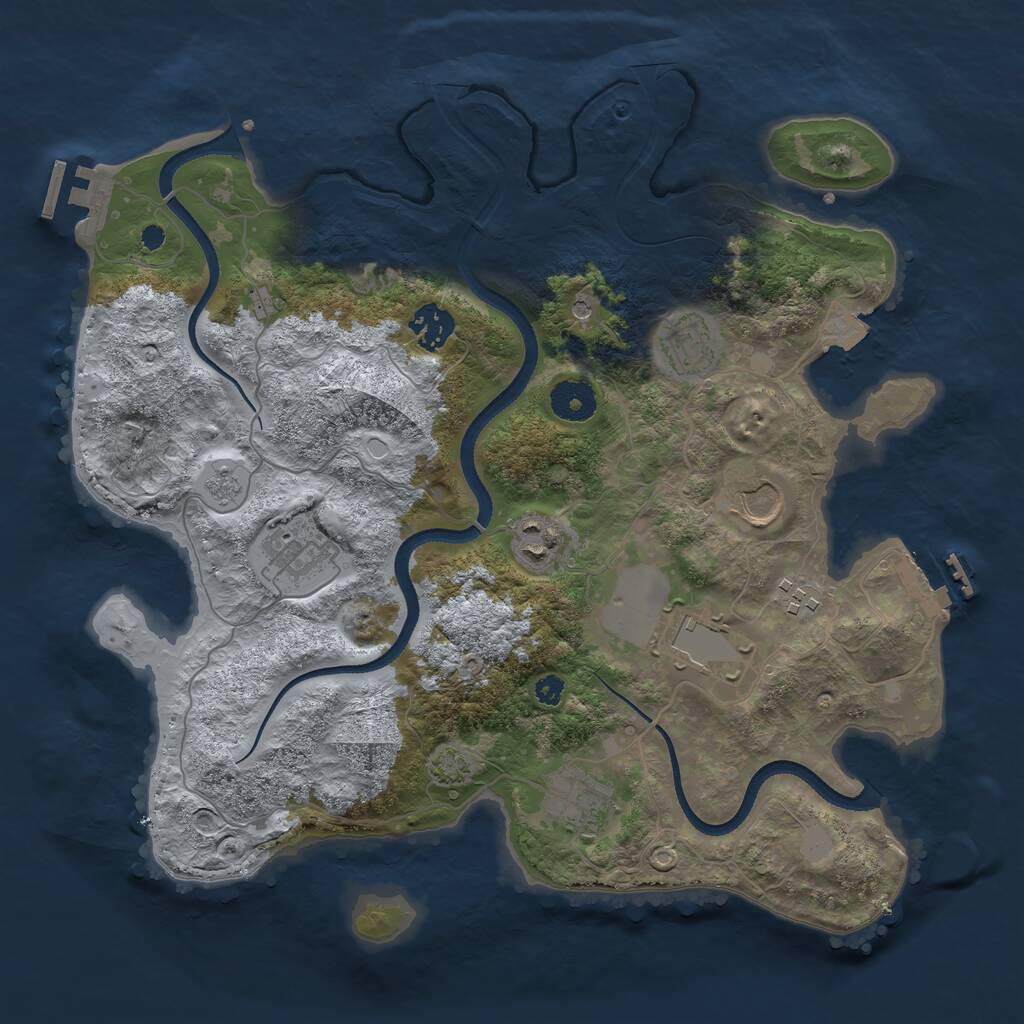 Rust Map: Procedural Map, Size: 3500, Seed: 1939949830, 14 Monuments