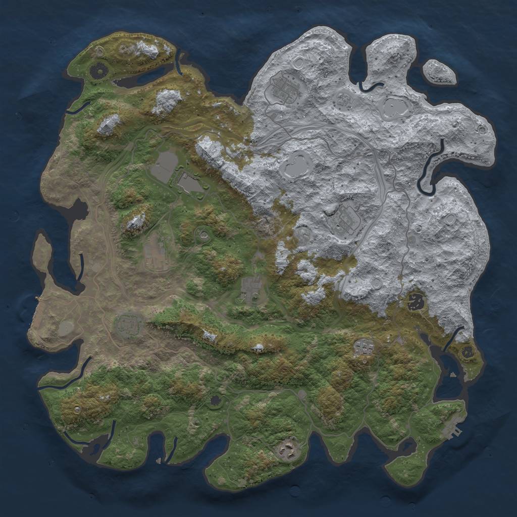 Rust Map: Procedural Map, Size: 4500, Seed: 11976097, 16 Monuments