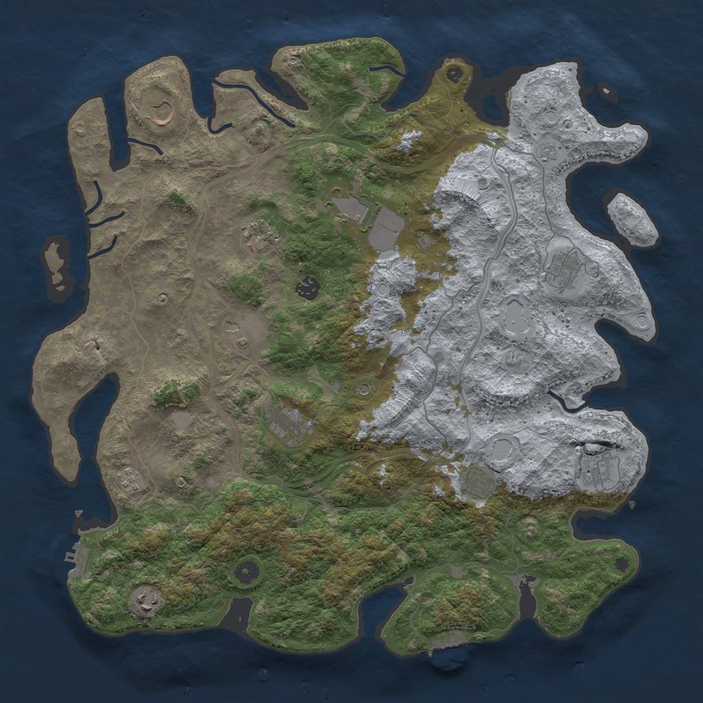 Rust Map: Procedural Map, Size: 4500, Seed: 2023685703, 18 Monuments